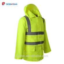 Benutzerdefinierte Kapuze Hi Vis Reflektierende Regenmantel Outdoor High Visibility Sicherheit Regen Jacke mit Kapuze